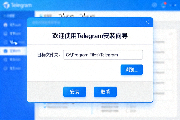 Telegram 安装向导启动界面截图 - 显示欢迎信息和安装路径选择